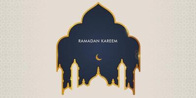 Islamic Ramadan Kareem background with mosque and moon for template vector