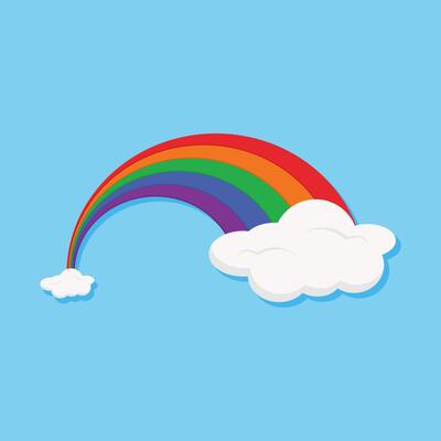 Color Rainbow With Clouds on blue sky background