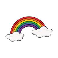 Color Rainbow With Clouds on white background vector