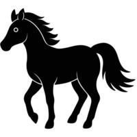 Black and white horse silhouette icon for minimalist design projects vector