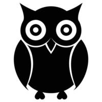 Charming Owl Silhouette Icon, Minimalist Black and White Design vector