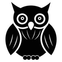 Charming Owl Silhouette Icon, Black and White Minimal Design vector