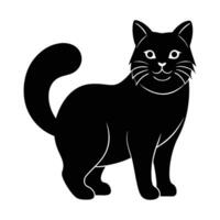 Elegant Persian cat silhouette icon, ideal for pet logos and digital branding vector