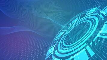 3D Futuristic Technology HUD Interface Elements Connection. Big Data, Virtual Reality, Artificial Intelligence, Hologram Screen, Science Fiction, Security System. Illustration background vector