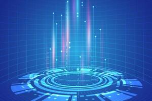 3D Futuristic Technology HUD Interface Elements High Speed Connection. Big Data, Virtual Reality, Artificial Intelligence, Hologram Screen, Science Fiction, Security System. Illustration background vector