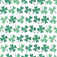 Seamless pattern with hand-drawn shamrocks in various shades of green. Perfect for St. Patricks Day fabric, wrapping paper, wallpaper, and festive decorations vector