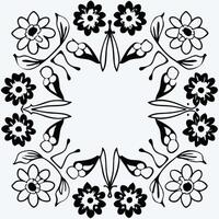 digital Floral Line Pattern Seamless Botanical Design vector