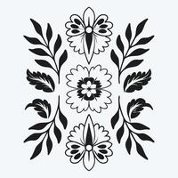 digital Floral Line Art Pattern Seamless Botanical Design vector