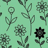 Floral Line Art Pattern Seamless Botanical Design vector