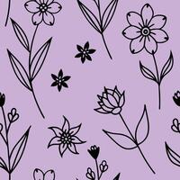 decorative Floral Line Art Pattern . vector