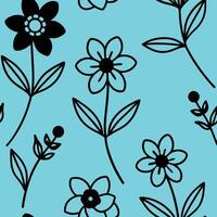 digital Floral Line Art Pattern Seamless Design vector