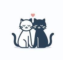 Two cats are sitting together with hearts in the background vector