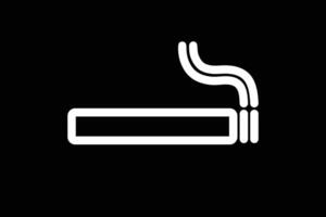 White minimalist icon of a lit cigarette on a black background, commonly used for smoking area signs or tobacco-related symbols. vector