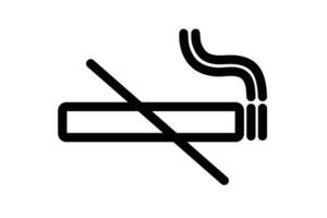 Black and white no smoking symbol featuring a crossed-out lit cigarette, representing smoking prohibition in designated areas for health and safety. vector
