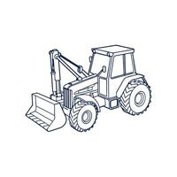 Backhoe Loader line art vector