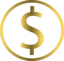 illustration of gold color dollar icon graphic design on a white background vector