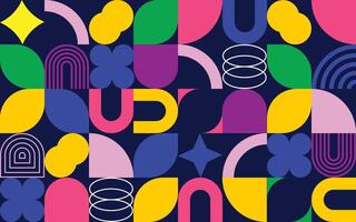 Brutalist abstract geometric shapes background. Bauhaus memphis design background vector