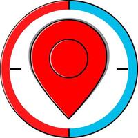 A red and blue pin on a white background vector