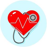 A red heart with a stethoscope on it vector