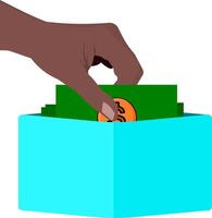 A hand putting money into a wallet vector