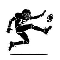 Silhouette of a football player kicking the football vector