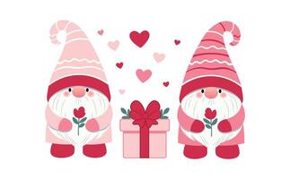 Red and Pink Valentine's Day Gnomes vector