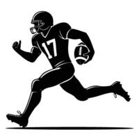 Silhouette of a Football Player Running With a Football vector
