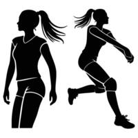 Silhouette of a female volleyball player vector
