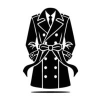 Silhouette of a trench coat with a ribbon vector
