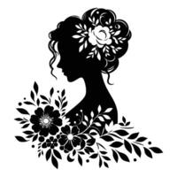 Beautiful Silhouette of a Bride With a Floral Design vector
