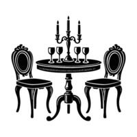 Vintage Table Set With Candles Silhouette vector