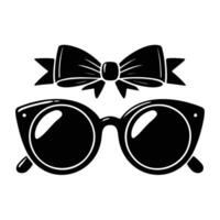 Silhouette of a sunglass and bow vector