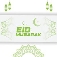 Islamic Background with moon, stars, lanterns Decorative Ramadan kareem greeting banner template vector