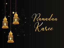 Realistic islamic background with crescent and Lanterns. background for Islamic religions Ramadan kareem. vector