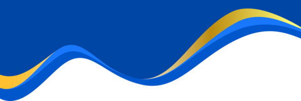 Border shape for banner design. Blue header section with golden line. Abstract bottom for web page Curved divider template. Wavy horizontal separator. png