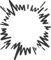 Cartoon explosion with sparks and splashes. Hand drawn sketch of circle frame. Comic boom effect. Radial graphic. Circle fight elements png