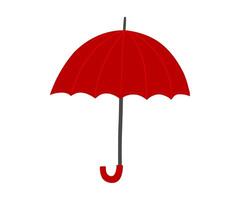 The red umbrella is drawn in a flat style. Rain, puddles, bad weather. Hand drawn illustration. vector