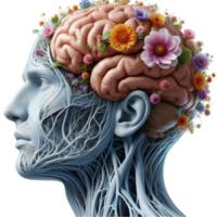 Floral Brain Concept with Creative Imagination png