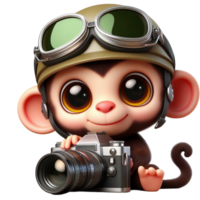 Cute Monkey Photographer with Goggles png