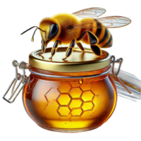 Honey Jar with Bees and Dripping Honey png