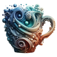 Surreal Abstract Coffee Mug with Flowing Patterns png