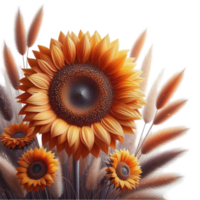 Sunflowers with an Artistic Fantasy Touch png