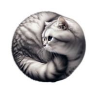 Sleeping Grey Cat in Circular Shape png