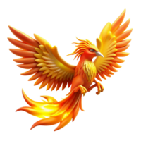 dramatic abstract Fiery Phoenix 3D Illustration high quality png