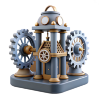 impressive abstract Steampunk Gear Mechanism 3D Illustration authentic png