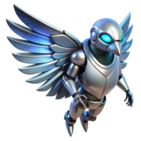 stunning abstract Silver Robotic Bird 3D Render authentic png