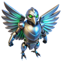wonderful minimalist Metallic Bird Robot 3D Render authentic png