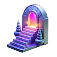vibrant abstract 3D Render Glowing Archway Staircase Illustration genuine png