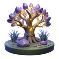 Maravilhoso rústico brilhando fantasia árvore 3d render profissional png