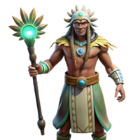serene abstract 3D Render Shaman with Staff original png
